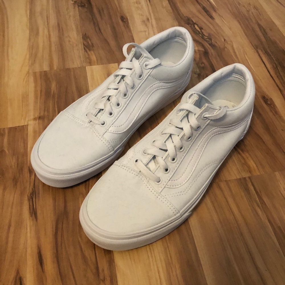 White Canvas Old Skool Vans